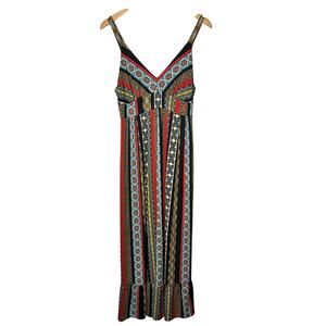 T Tahari Dress Maxi Y2K Boho Cottagecore Colorful Stripe Empire Waist Party S